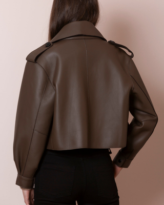 Lambskin Signature Moto Jacket Mocha