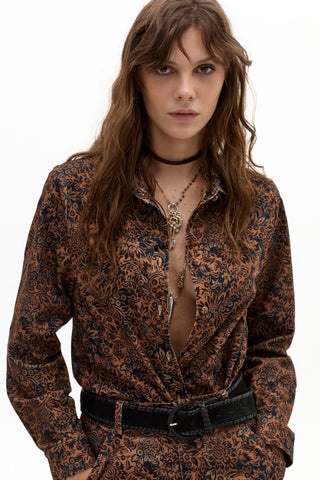Archie Cotton Velvet Shirt Wild Tapestry Print