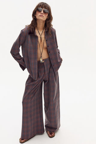 Super Culotte Twill Pants Blue Prince of Wales