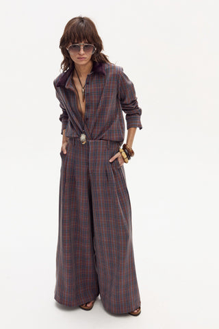 Super Culotte Twill Pants Blue Prince of Wales