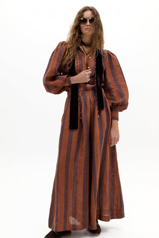 Sabi Linen Pants Camino Brick Stripes