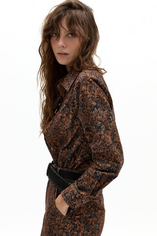 Archie Cotton Velvet Shirt Wild Tapestry Print
