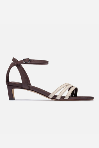 Lima Low Heel Sandal Dark Chocolate Eggshell Leather