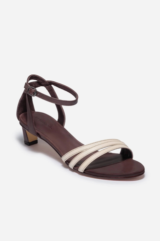Lima Low Heel Sandal Dark Chocolate Eggshell Leather