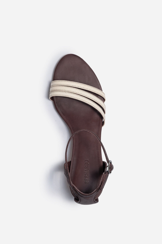 Lima Low Heel Sandal Dark Chocolate Eggshell Leather