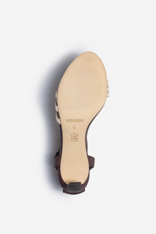 Lima Low Heel Sandal Dark Chocolate Eggshell Leather