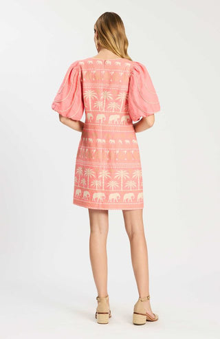 Lexi Linen Tropical Dress Shell Pink