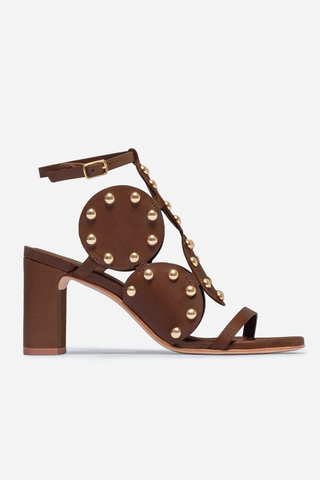 New Moon 75 Studs Saddle Vachetta Heels