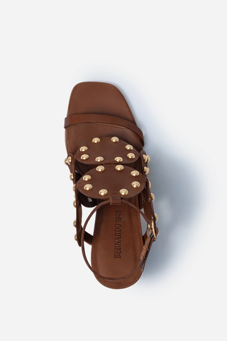 New Moon 75 Studs Saddle Vachetta Heels