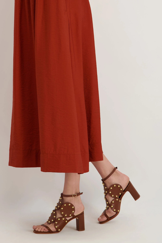 New Moon 75 Studs Saddle Vachetta Heels