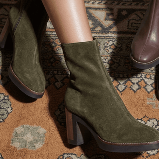 Nara Platform Suede Bootie Dark Olive