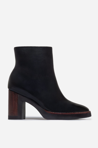 Nara Platform Leather Bootie Black