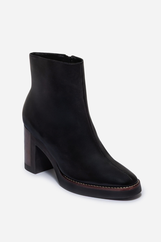 Nara Platform Leather Bootie Black