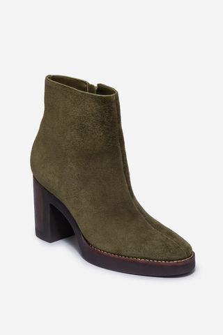 Nara Platform Suede Bootie Dark Olive