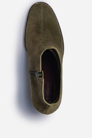 Nara Platform Suede Bootie Dark Olive
