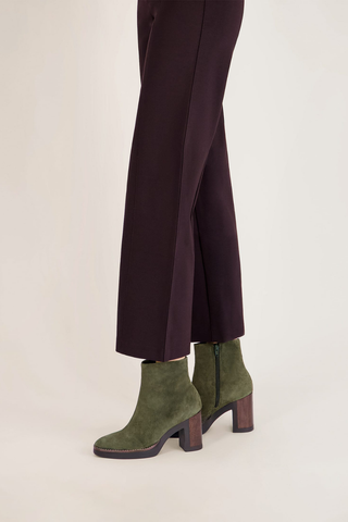 Nara Platform Suede Bootie Dark Olive