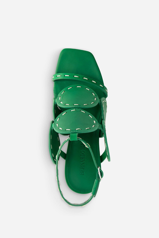 New Moon 75 Heeled Sandal Green Vachetta