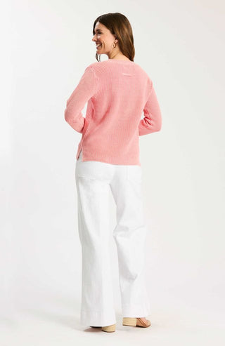 Mineral Wash V-Neck Sweater Shell Pink