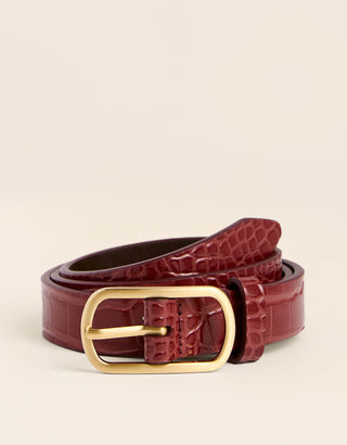 Siren Thin Belt Croc Bordeaux
