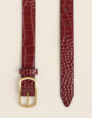 Siren Thin Belt Croc Bordeaux