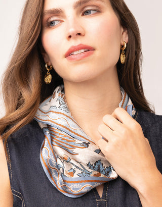 Silk Scarf Japonica Bird Parchment
