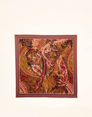 Silk Scarf Tabby Paisley Brown