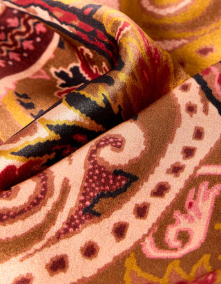 Silk Scarf Tabby Paisley Brown