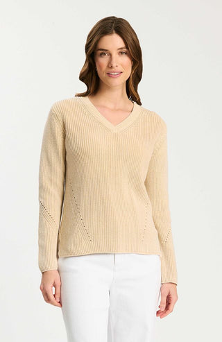 Mineral Wash V-Neck Sweater Hazelnut