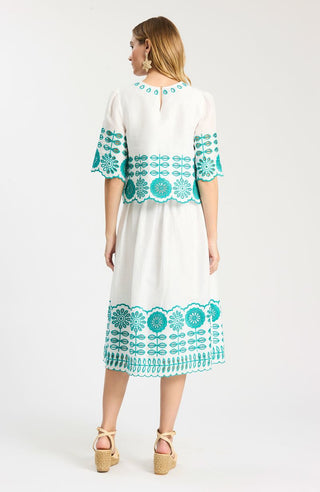 Isla Embroidered Top White Ceramic
