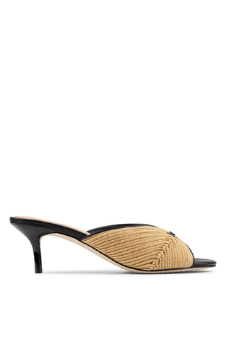 Patrice Kitten Heel Black Raffia