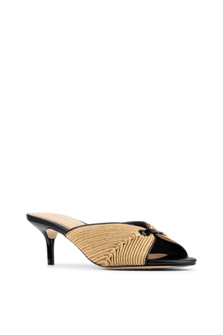 Patrice Kitten Heel Black Raffia