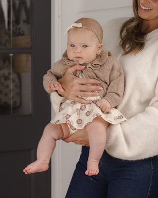 Ruffle Collar Cardigan Heathered Almond