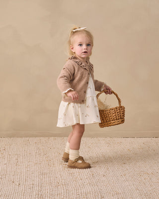 Ruffle Collar Cardigan Heathered Almond