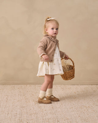 Ruffle Collar Cardigan Heathered Almond