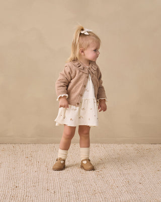 Ruffle Collar Cardigan Heathered Almond