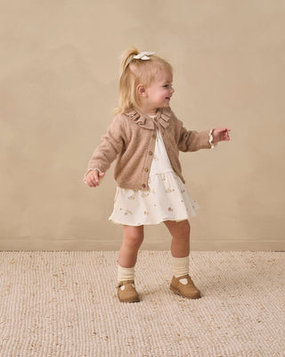 Ruffle Collar Cardigan Heathered Almond
