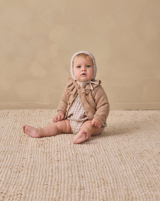 Ruffle Collar Cardigan Heathered Almond