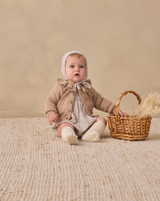 Ruffle Collar Cardigan Heathered Almond