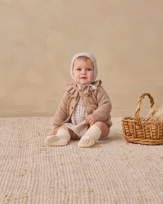 Ruffle Collar Cardigan Heathered Almond