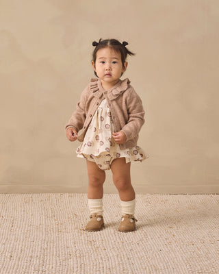 Ruffle Collar Cardigan Heathered Almond