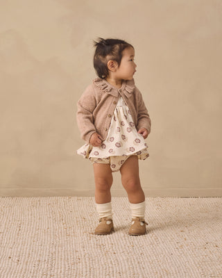 Ruffle Collar Cardigan Heathered Almond