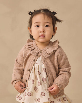 Ruffle Collar Cardigan Heathered Almond
