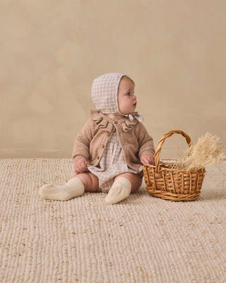 Ruffle Collar Cardigan Heathered Almond