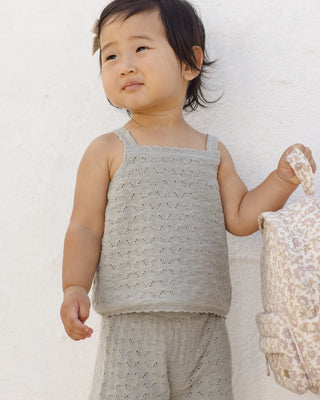 Pointelle Knit Tank + Short Set Sage