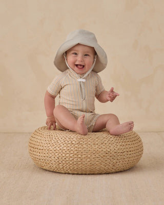 Zip Rashguard One-Piece Blue + Butterscotch Stripe