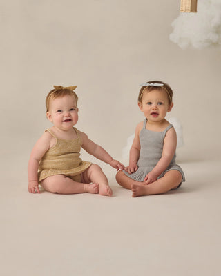 Knit Ruffle Romper Heathered Sky