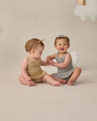 Knit Ruffle Romper Heathered Sky
