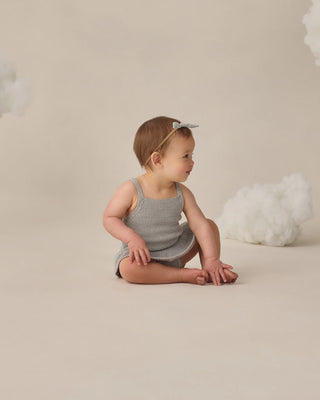 Knit Ruffle Romper Heathered Sky