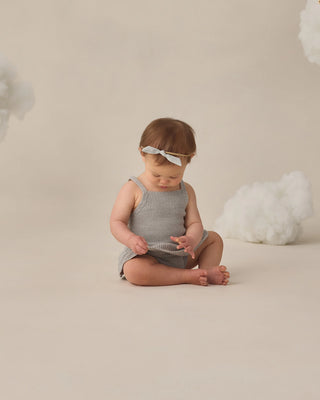 Knit Ruffle Romper Heathered Sky