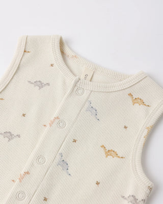 Ribbed Henley Romper Dinos
